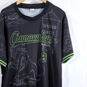 Round Rock Chupacabras Baseball Jersey Men's XL Black‎ Neon Green Graphic Print